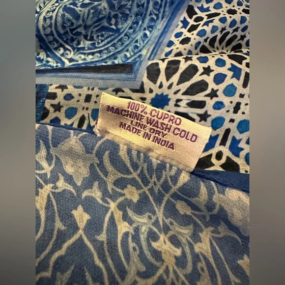 Cupro Kaftan Blue Mandala Women's Top from Seyva - Picture 5 of 6